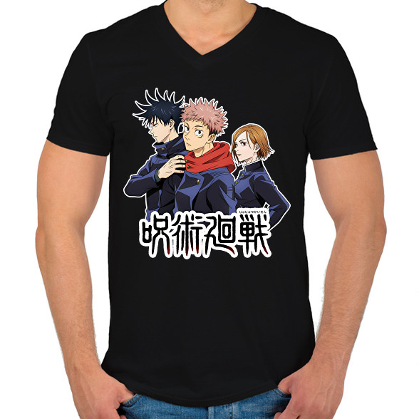 Jujutsu Kaisen-Férfi V-nyakú póló