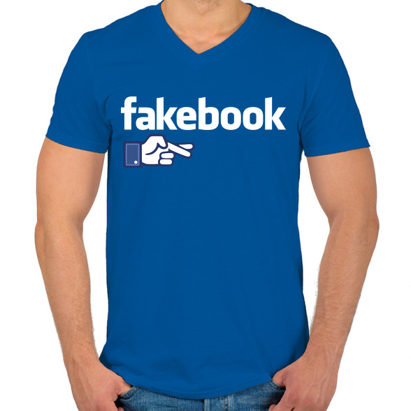 Fakebook-Férfi V-nyakú póló