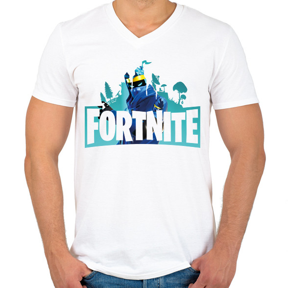 Fortnite logo Ninja-Férfi V-nyakú póló