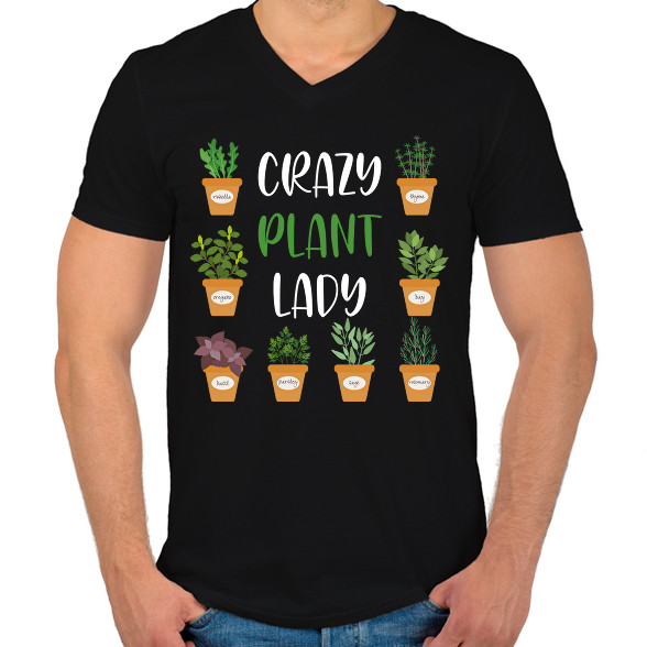 Crazy plant lady - Fehér-Férfi V-nyakú póló