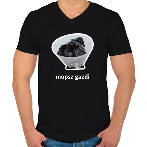 mopsz gazdi 5-Férfi V-nyakú póló