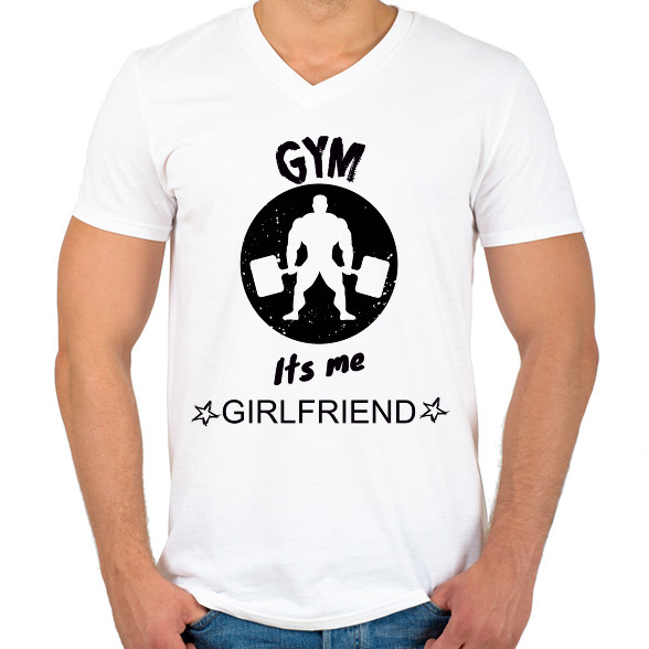 GYM ITS ME GIRLFRIEND-Férfi V-nyakú póló