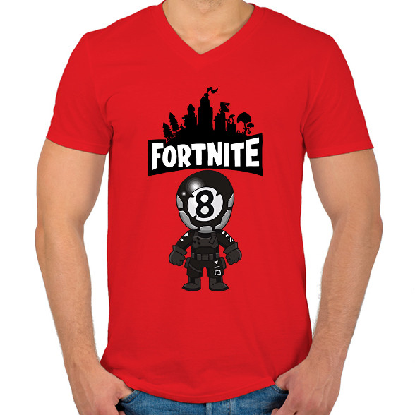 Fortnite 8ball skin-Férfi V-nyakú póló