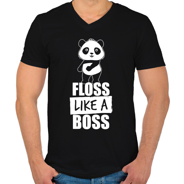 Floss táncos panda-Férfi V-nyakú póló