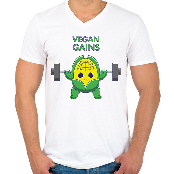 Vegan Gains-Férfi V-nyakú póló