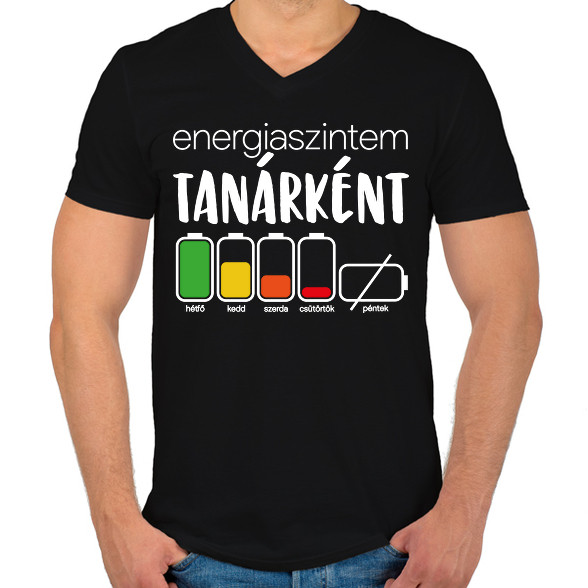 Energiaszintem Tanárként-Férfi V-nyakú póló