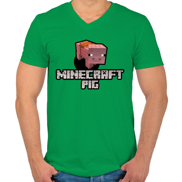 Minecraft pig-Férfi V-nyakú póló