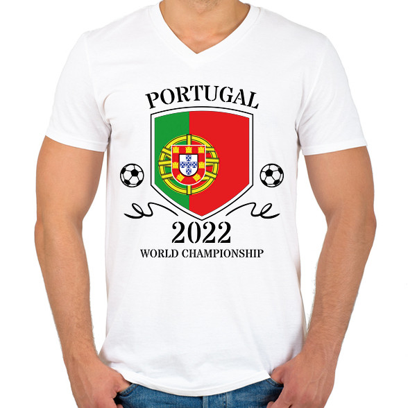 Portugal 2022-Férfi V-nyakú póló