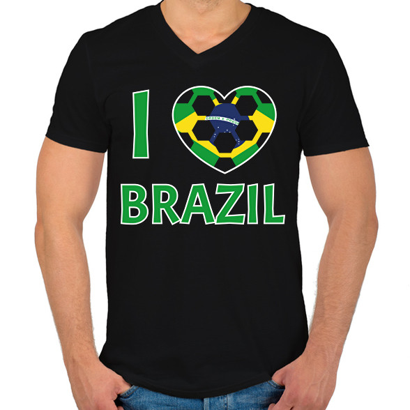 I love Brazil-Férfi V-nyakú póló