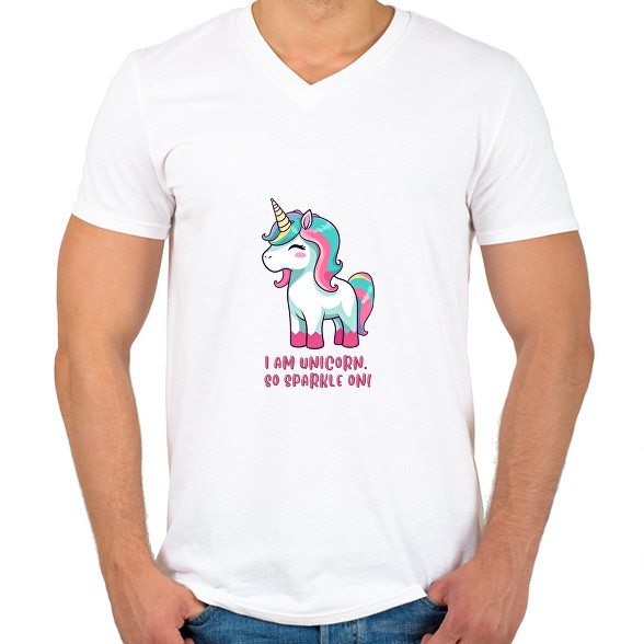 I am unicorn-Férfi V-nyakú póló