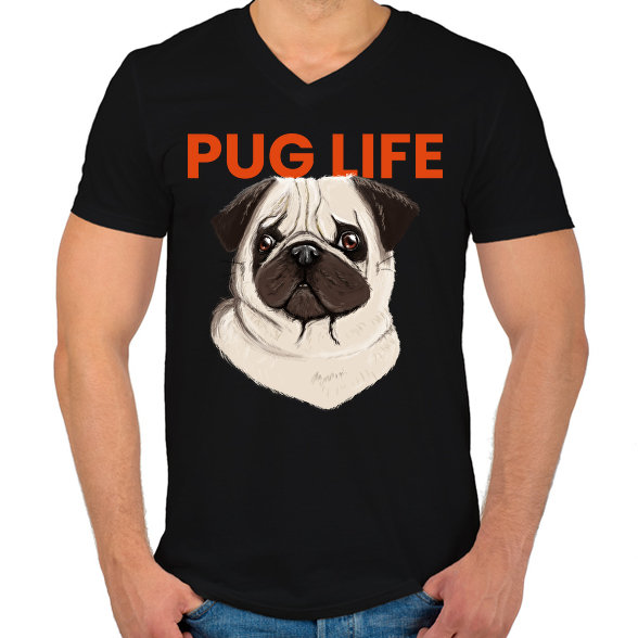 PUG LIFE-Férfi V-nyakú póló