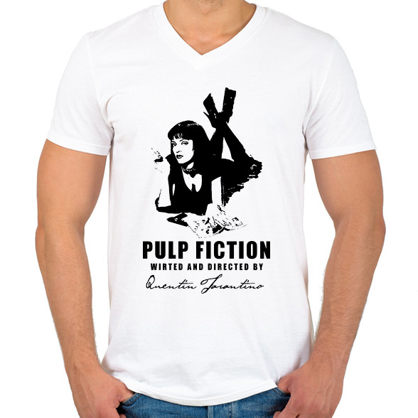 PULP FICTION-BLACK-Férfi V-nyakú póló