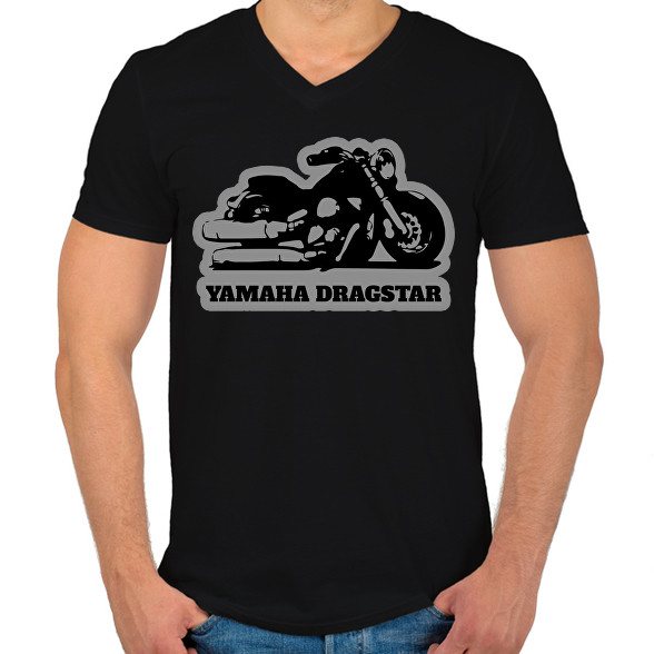 Yamaha Dragstar motor-Férfi V-nyakú póló