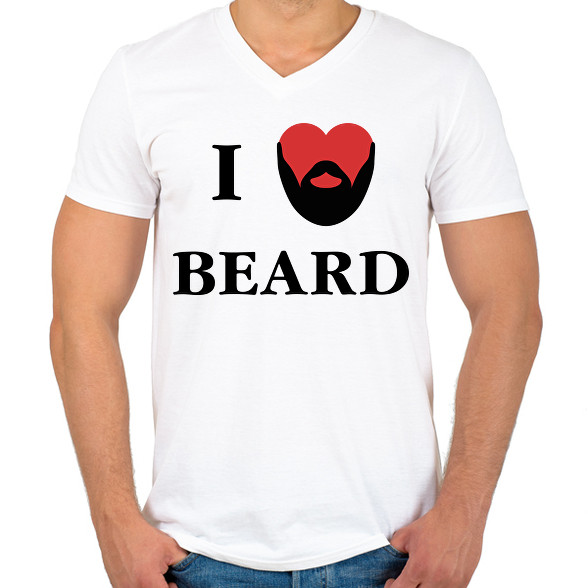 I love beard-Férfi V-nyakú póló