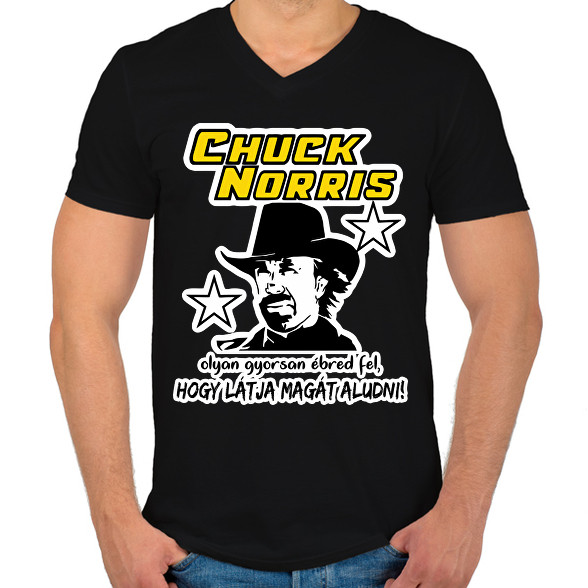 Chuck Norris látja magát aludni-Férfi V-nyakú póló