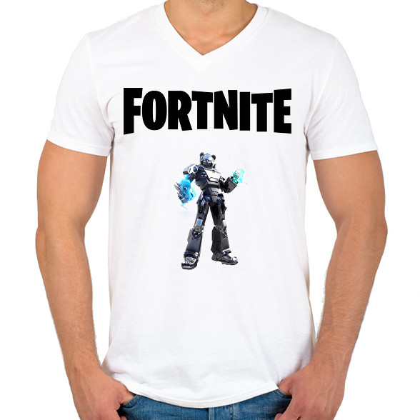 Fortnite Black Mecha Team -Férfi V-nyakú póló