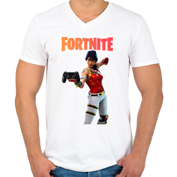 Scarlet Defender Fortnite-Férfi V-nyakú póló