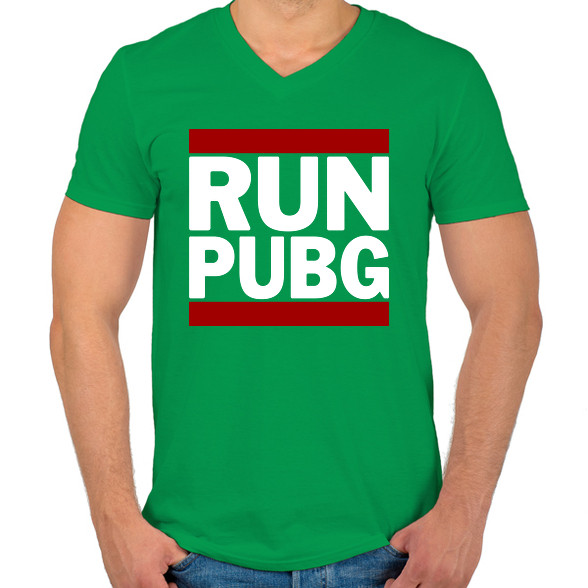 RUN PUBG-Férfi V-nyakú póló