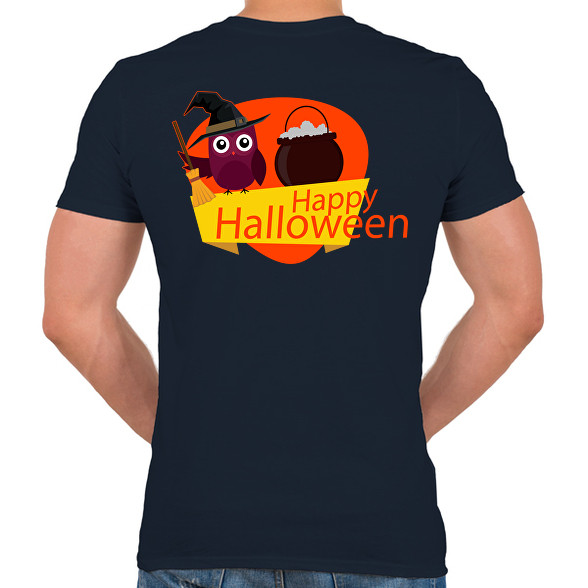 Happy Halloween Bagoly-Férfi V-nyakú póló