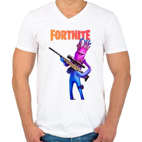 Jellie Fortnite-Férfi V-nyakú póló