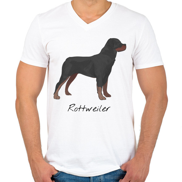 Rottweiler kutya-Férfi V-nyakú póló