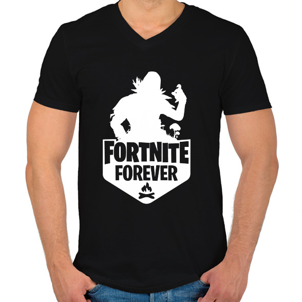 Fortnite Forever - Raven (Fehér)-Férfi V-nyakú póló