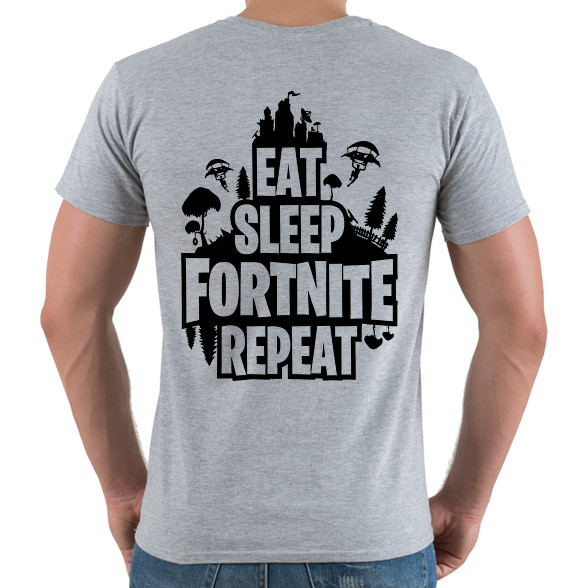 Eat Sleep Fortnite Repeat Style - Fekete-Férfi V-nyakú póló