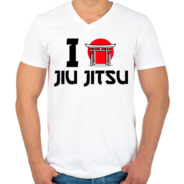 I love Jiu Jitsu-Férfi V-nyakú póló