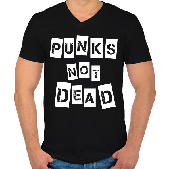 Punks not dead-Férfi V-nyakú póló