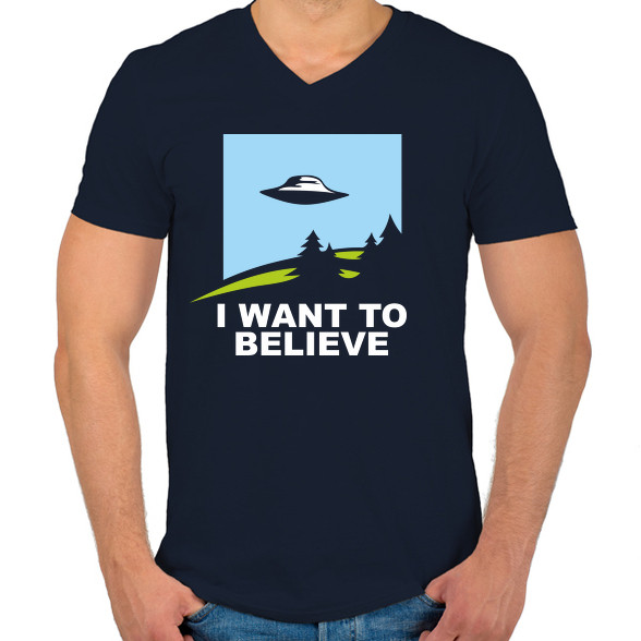 i want to believe-Férfi V-nyakú póló