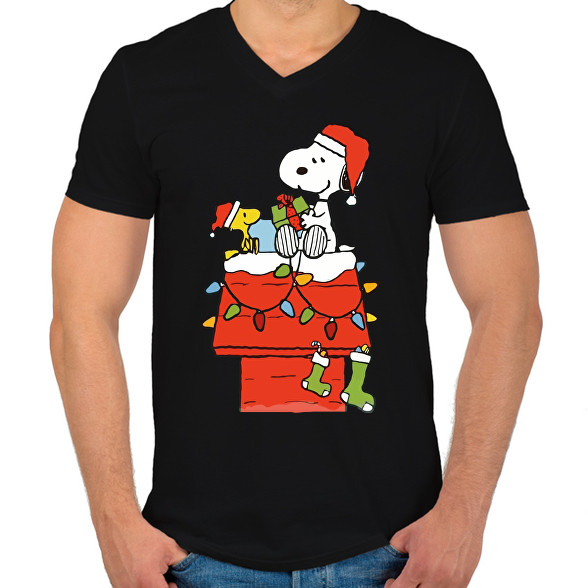 Snoopy Christmas-Férfi V-nyakú póló