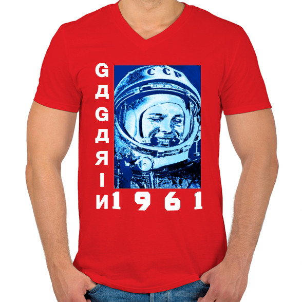 Gagarin 1961-Férfi V-nyakú póló