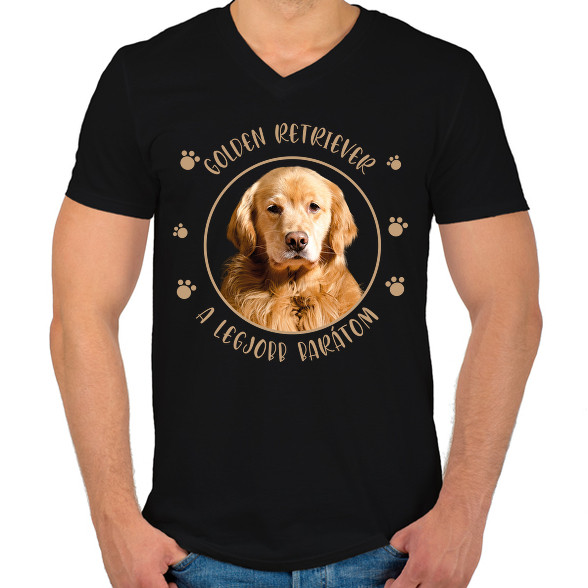 Golden retriever - Legjobb barátom-Férfi V-nyakú póló