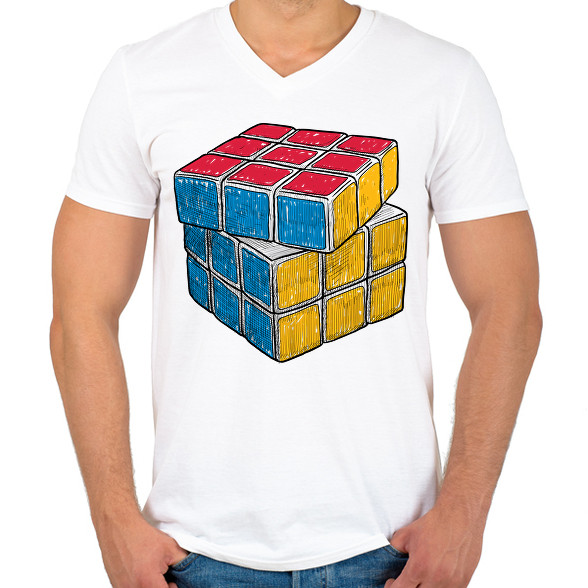 Rubik kocka -Férfi V-nyakú póló