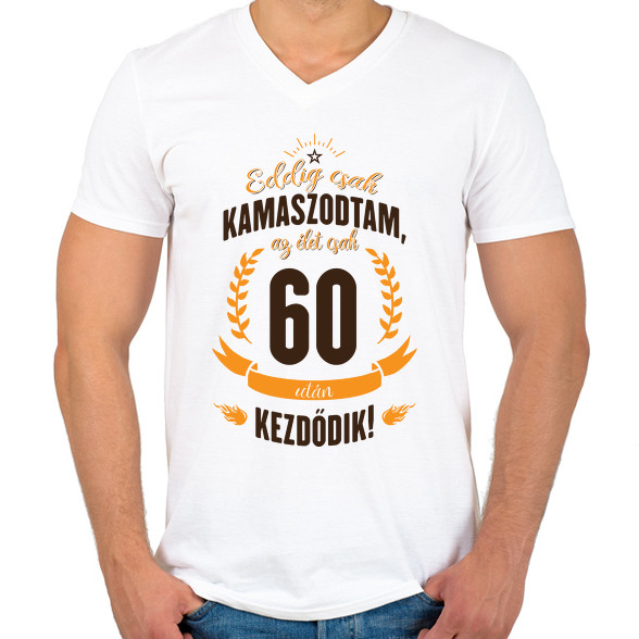 kamasz-60-brown-orange-Férfi V-nyakú póló