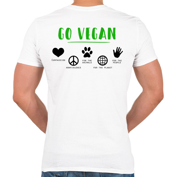 Go vegan-Férfi V-nyakú póló