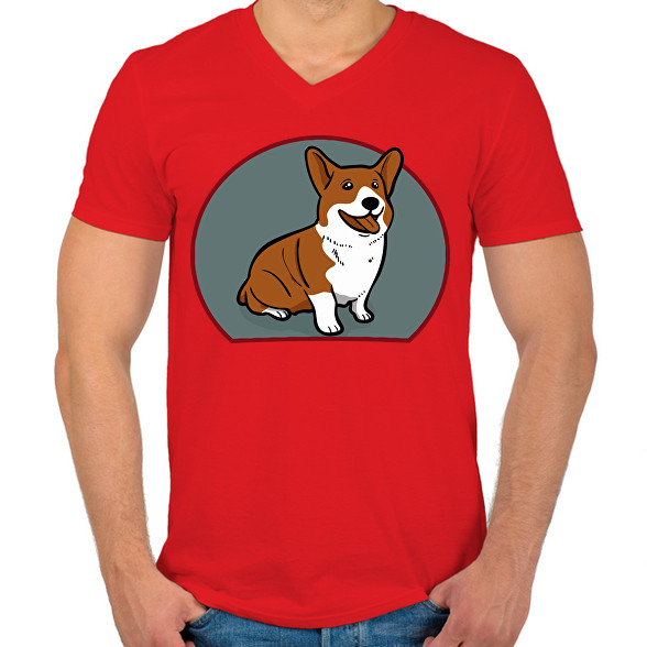 Corgi mindenek felett -Férfi V-nyakú póló