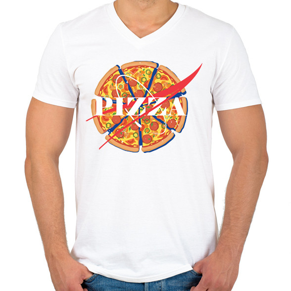 Nasa Pizza-Férfi V-nyakú póló