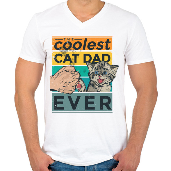 Coolest Cat Dad Ever-Férfi V-nyakú póló