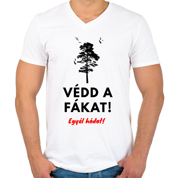 Védd a fákat-Férfi V-nyakú póló