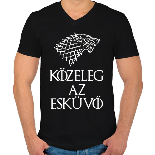 Az esküvő közeleg-Férfi V-nyakú póló