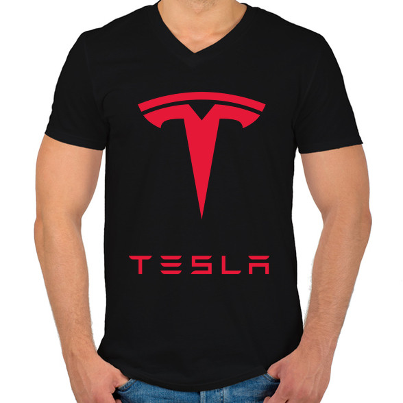 Tesla-Férfi V-nyakú póló