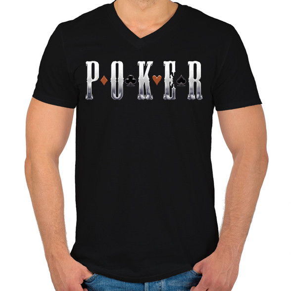 Poker-Férfi V-nyakú póló