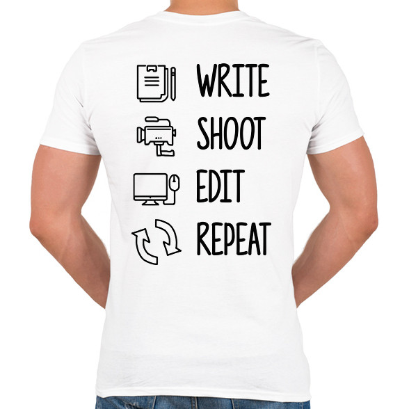 Write, shoot, edit, repeat-Férfi V-nyakú póló