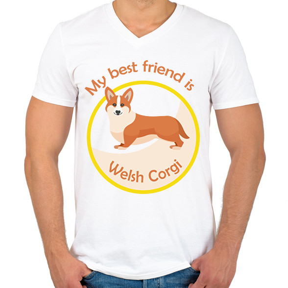 My best friend - Welsh corgi-Férfi V-nyakú póló