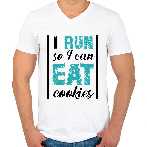 I run so I can eat cookies-Férfi V-nyakú póló