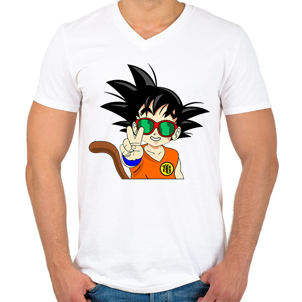 Goku szemüvegben -Férfi V-nyakú póló