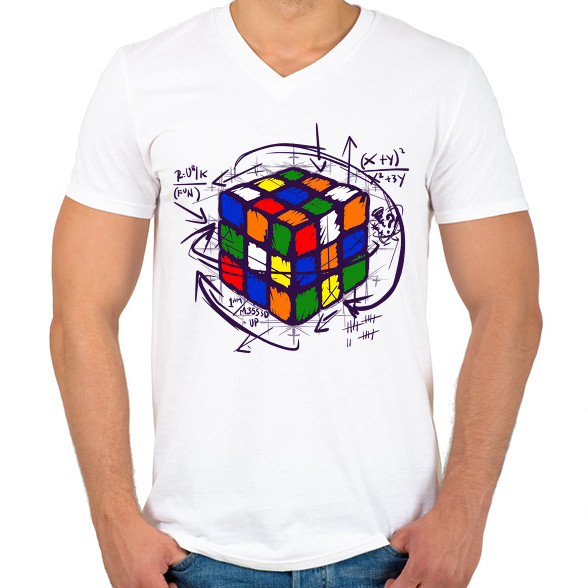 Rubik kocka-Férfi V-nyakú póló