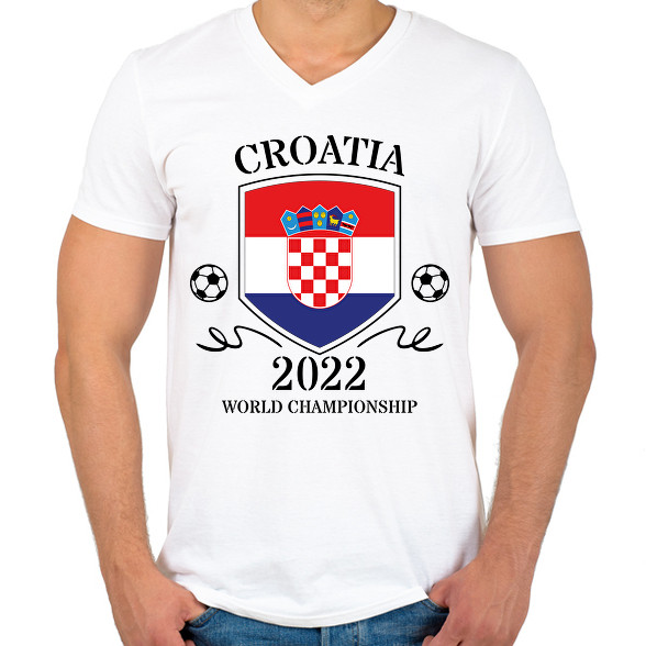 Croatia 2022-Férfi V-nyakú póló