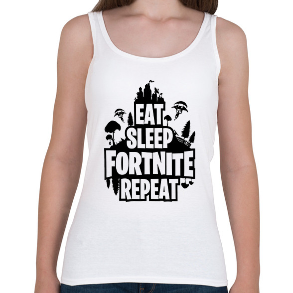 Eat Sleep Fortnite Repeat Style - Fekete-Női atléta